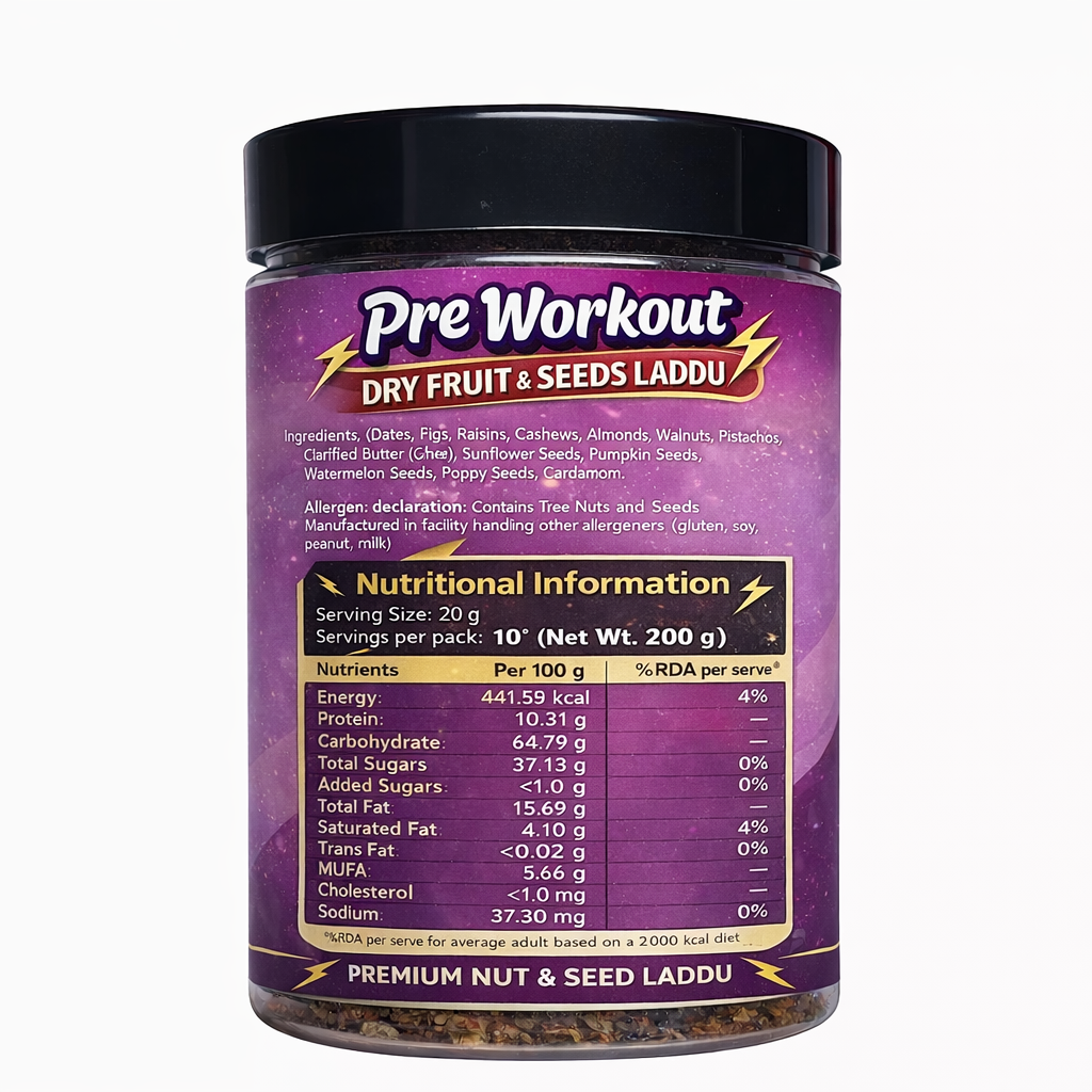 Pre Workout Dry Fruit & Seeds Laddu - 200g