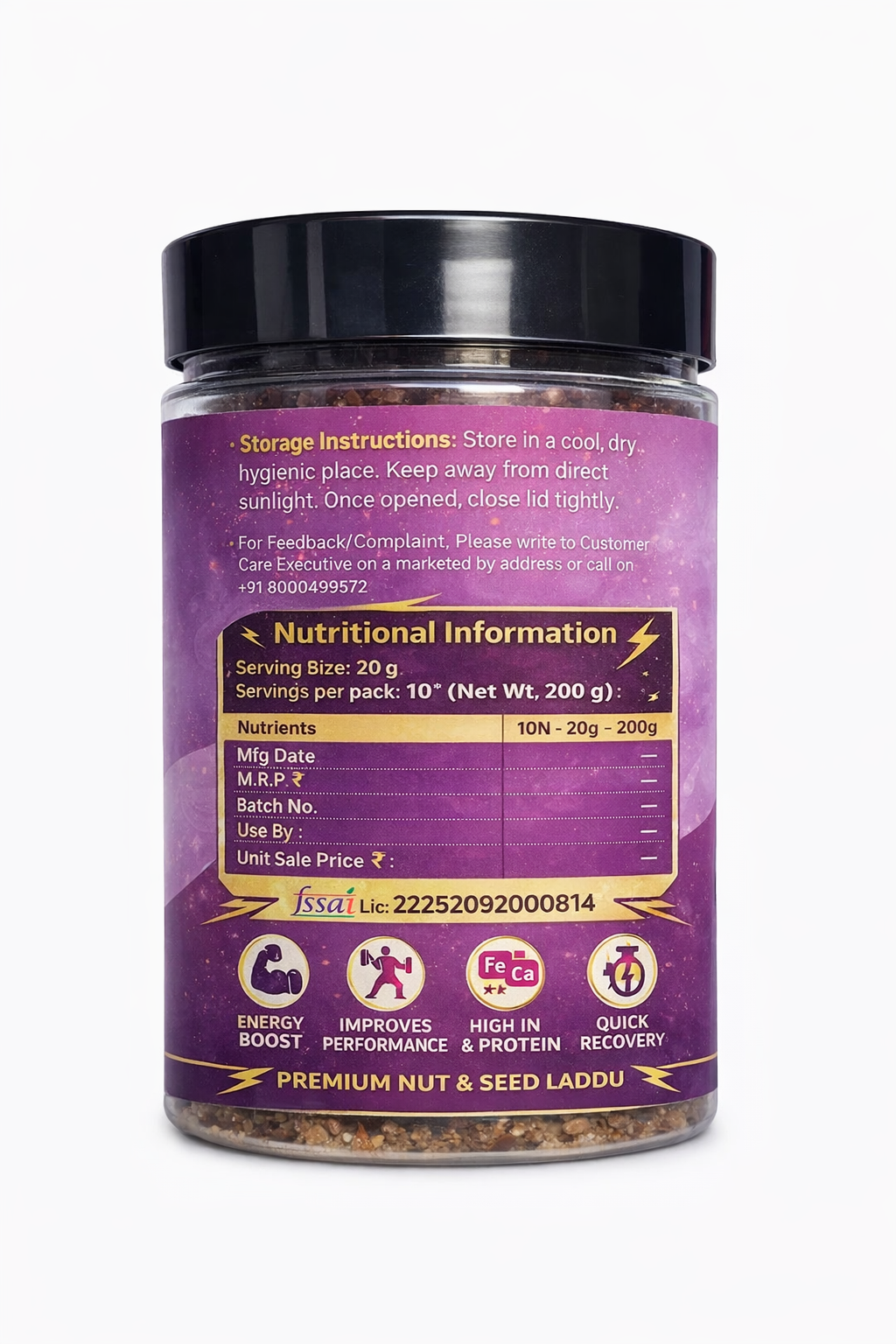 Pre Workout Dry Fruit & Seeds Laddu - 200g